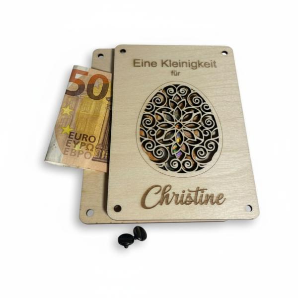 Holzkarte zu Ostern: Stilvolle Geldgeschenke personalisiert mit Namen – Die perfekte Geschenkidee für deine Liebsten!